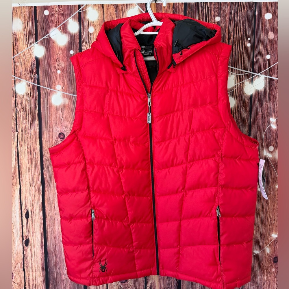 Spyder Men's Pelmo Hooded Puffer Vest - Red Size XL